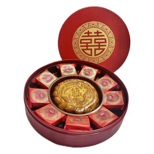 花好月圆 大红牡丹铁盒 FULL MOON HARMONY ROUND GIFT BOX