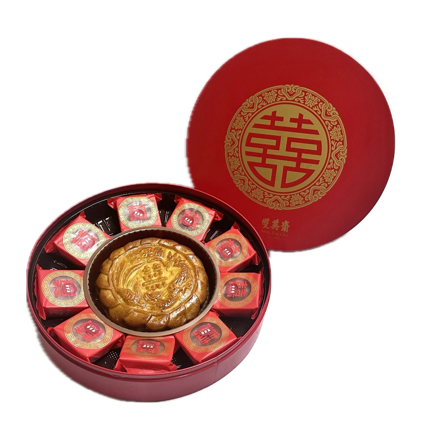 花好月圆 大红牡丹铁盒 FULL MOON HARMONY ROUND GIFT BOX